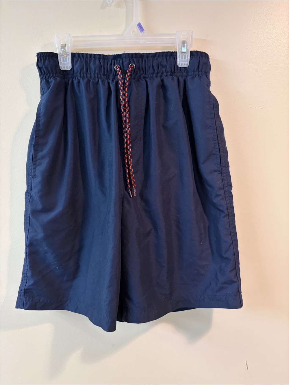 OP Boys Navy Blue Swim Trunks with Orange-Accented Drawstring